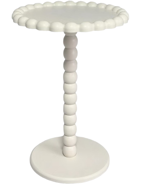 Table d'appoint design bord perlé Ronde 38 cm Bois MDF Sable Pearl 