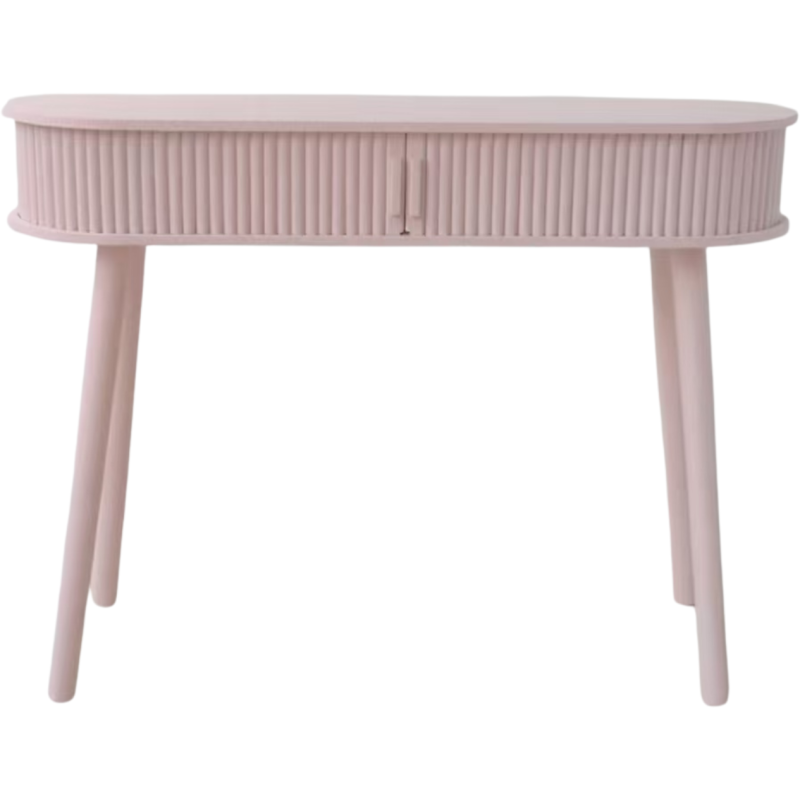 Console design Arrondie 2 portes coulissantes 100 cm Bois MDF Rose clair Groove 