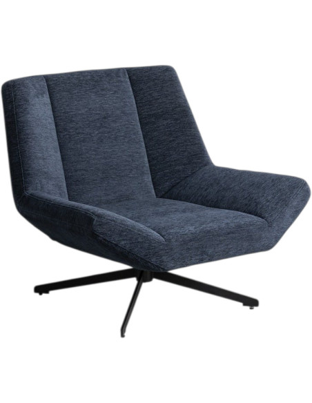Fauteuil lounge pivotant design inspiration seventies Tissu Bleu Métal Noir Sirokko