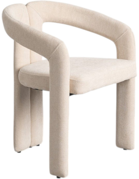 Lot de 2 Chaises design wabi-sabi organique Tissu Blanc crème Métal Millinia