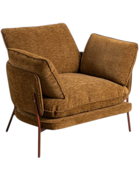 Fauteuil lounge design rétro seventies Tissu Marron clair...