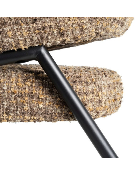 Fauteuil moderne Bouclette Tissu Marron Bouclé Métal Noir Savira (Lot de 2)