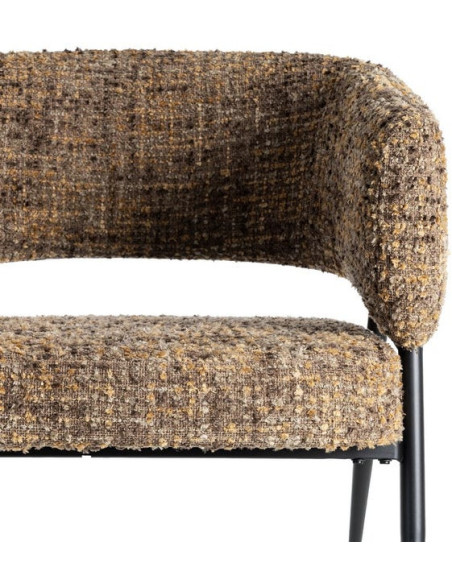 Fauteuil moderne Bouclette Tissu Marron Bouclé Métal Noir Savira (Lot de 2)