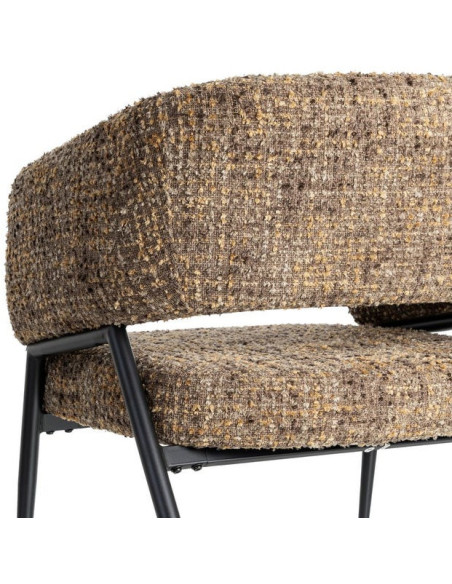 Fauteuil moderne Bouclette Tissu Marron Bouclé Métal Noir Savira (Lot de 2)