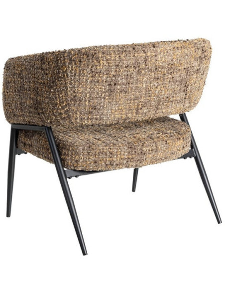 Fauteuil moderne Bouclette Tissu Marron Bouclé Métal Noir Savira (Lot de 2)