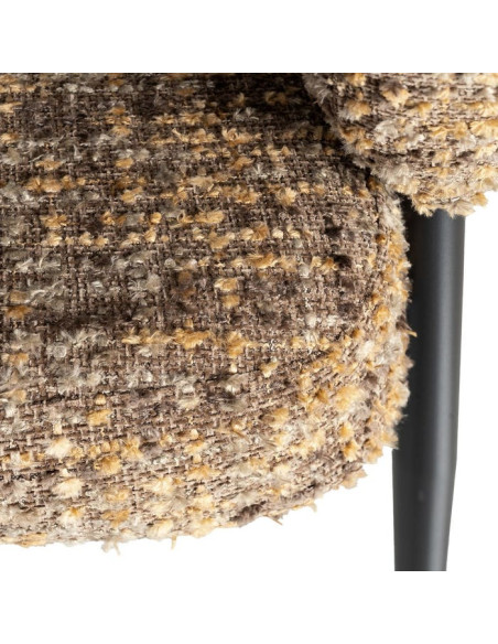Fauteuil moderne Bouclette Tissu Marron Bouclé Métal Noir Savira (Lot de 2)