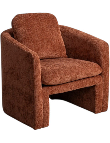 Fauteuil moderne chic en Tissu Rouge brique Bois MDF Doralya