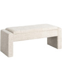 Banquette coffre Arka 117 x 43 x 45 cm tissu bouclé blanc crème 2 places