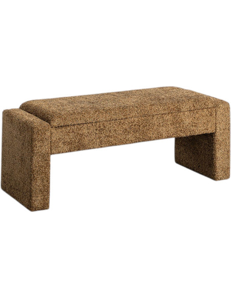 Banquette coffre Arka 117 x 43 x 45 cm tissu bouclé jaune ocre 2 places