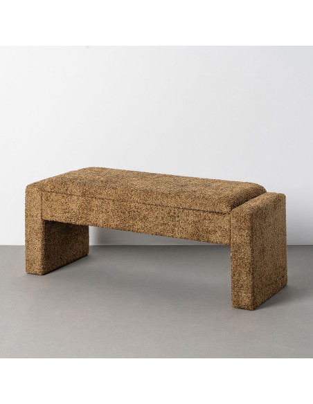 Banquette coffre Arka 117 x 43 x 45 cm tissu bouclé jaune ocre 2 places