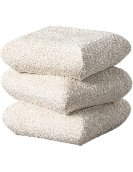 Pouf carré Stacka 42 cm en tissu bouclé blanc crème