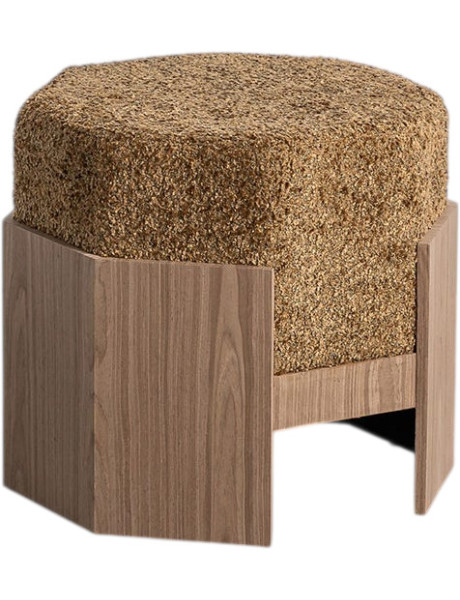 Pouf design chic bouclette Hexagonal 50 cm Tissu Jaune...