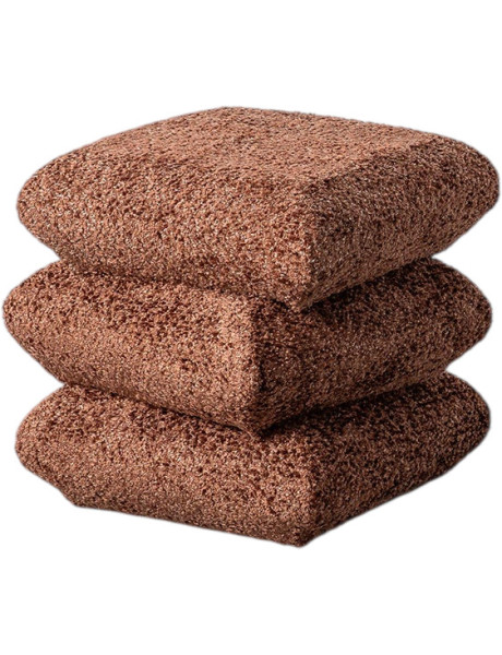 Pouf carré Stacka 42 cm en tissu bouclé terracotta
