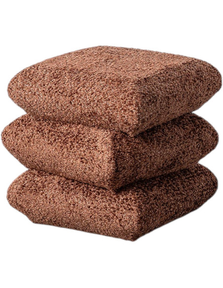 Pouf carré Stacka 42 cm en tissu bouclé terracotta