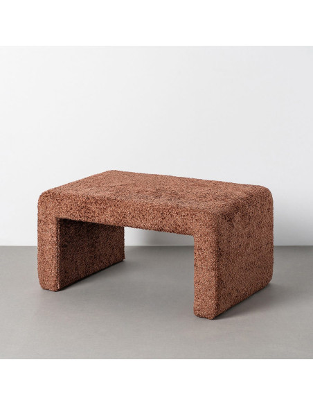 Grand Pouf moderne chic bouclette Rectangulaire 1 place 90 cm Tissu Terracotta Bouclé Bois MDF Monoa