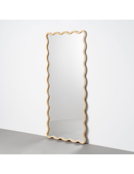 Miroir mural ondulé Ondéro 80x180 cm en bois de paulownia naturel