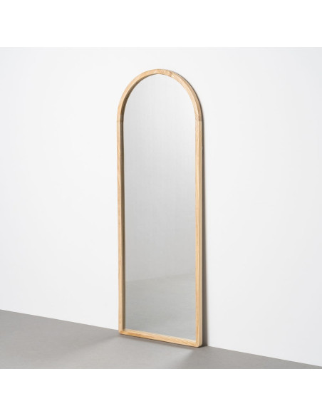 Grand Miroir mural arrondi Arche 60x160 Bois de paulonwnia Naturel Arkhéo