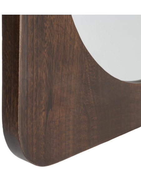 Miroir mural Halo 80x80 cm en bois de noyer marron foncé