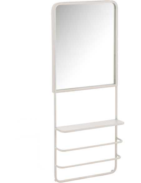 Porte serviettes Mural Diplo 1 étagère avec Miroir en Métal Blanc Verre - 1