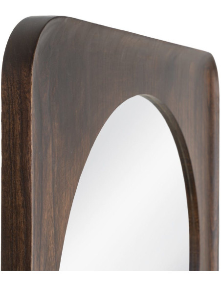 Miroir mural Halo 80x80 cm en bois de noyer marron foncé