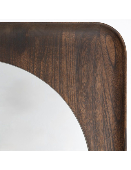 Miroir mural Halo 80x80 cm en bois de noyer marron foncé