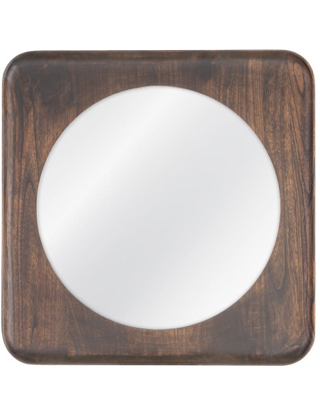 Miroir mural Halo 80x80 cm en bois de noyer marron foncé