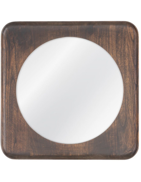 Miroir mural Halo 80x80 cm en bois de noyer marron foncé