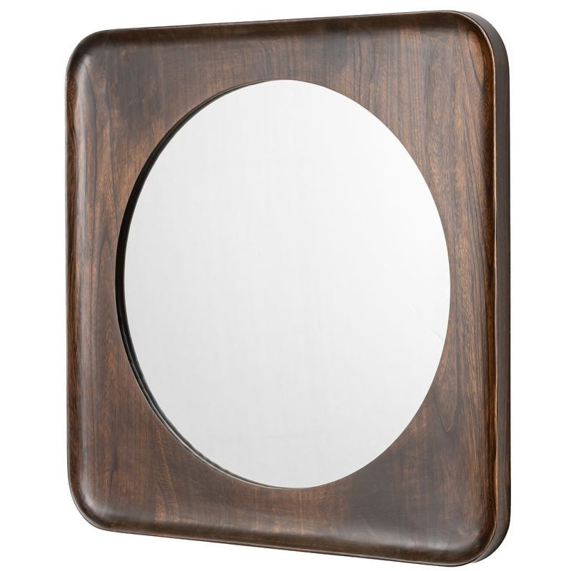Miroir mural Halo 80x80 cm en bois de...