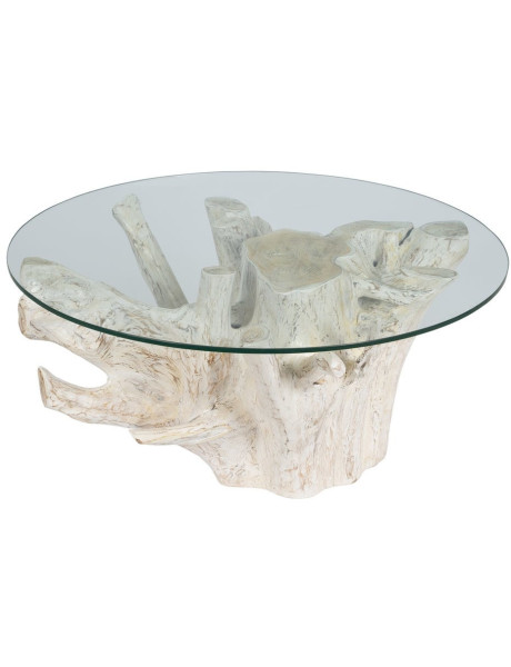 Table basse originale Racines Ronde en Bois de teck Blanc...
