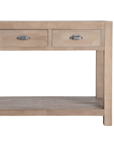 Console Maison de campagne chic Rectangulaire 3 tiroirs 1 étagère 135 cm Bois de pin Naturel Cottage