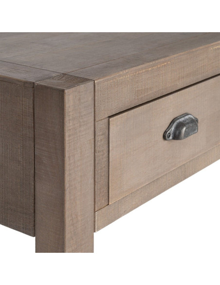 Console Maison de campagne chic Rectangulaire 3 tiroirs 1 étagère 135 cm Bois de pin Naturel Cottage