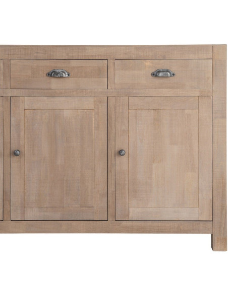 Buffet Maison de campagne chic Bas 3 portes 3 tiroirs 140 cm Bois de pin Naturel Cottage