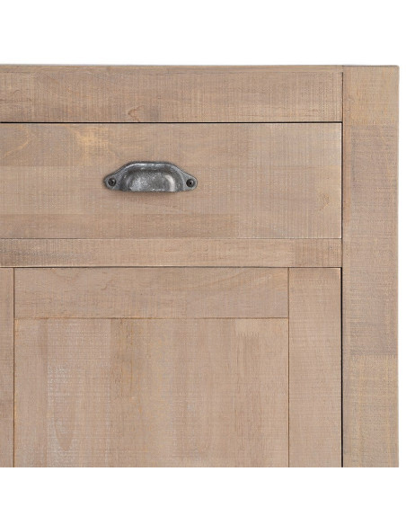 Buffet Maison de campagne chic Bas 3 portes 3 tiroirs 140 cm Bois de pin Naturel Cottage