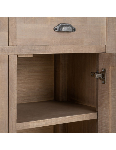 Buffet Maison de campagne chic Bas 3 portes 3 tiroirs 140 cm Bois de pin Naturel Cottage