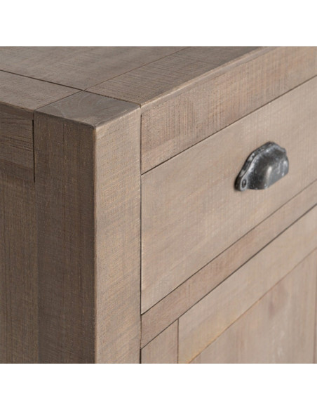 Buffet Maison de campagne chic Bas 3 portes 3 tiroirs 140 cm Bois de pin Naturel Cottage