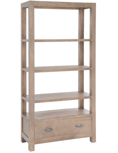 Étagère Bibliothèque Maison de campagne chic 1 tiroir 5 niveaux Bois de pin Naturel Cottage