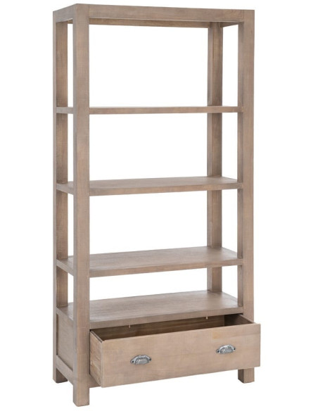 Étagère Bibliothèque Maison de campagne chic 1 tiroir 5 niveaux Bois de pin Naturel Cottage