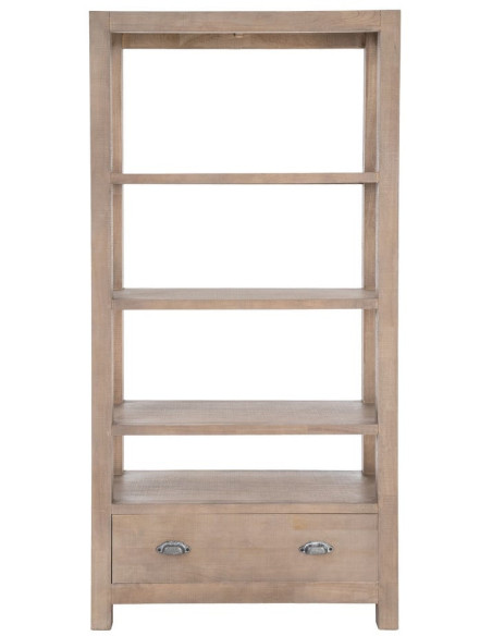 Étagère Bibliothèque Maison de campagne chic 1 tiroir 5 niveaux Bois de pin Naturel Cottage