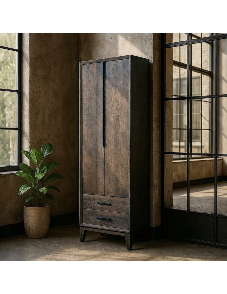 ARMARIO MARRÓN MADERA DE MANGO SALÓN 75 X 40 X 200 CM 