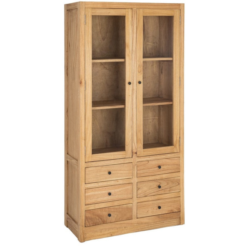 VITRINA NATURAL MADERA MINDI SALÓN 90 X 40 X 180 CM 