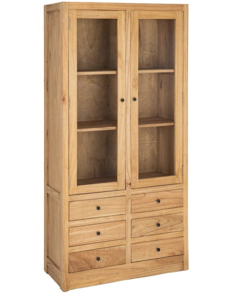 VITRINA NATURAL MADERA MINDI SALÓN 90 X 40 X 180 CM 
