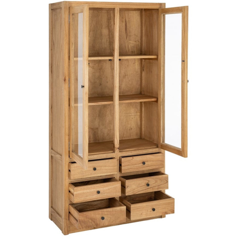 VITRINA NATURAL MADERA MINDI SALÓN 90 X 40 X 180 CM 