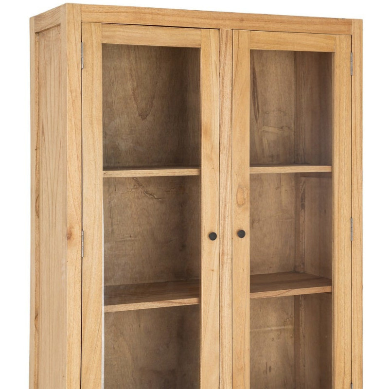VITRINA NATURAL MADERA MINDI SALÓN 90 X 40 X 180 CM 