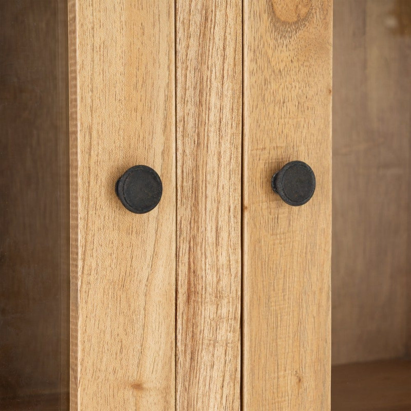 VITRINA NATURAL MADERA MINDI SALÓN 90 X 40 X 180 CM 
