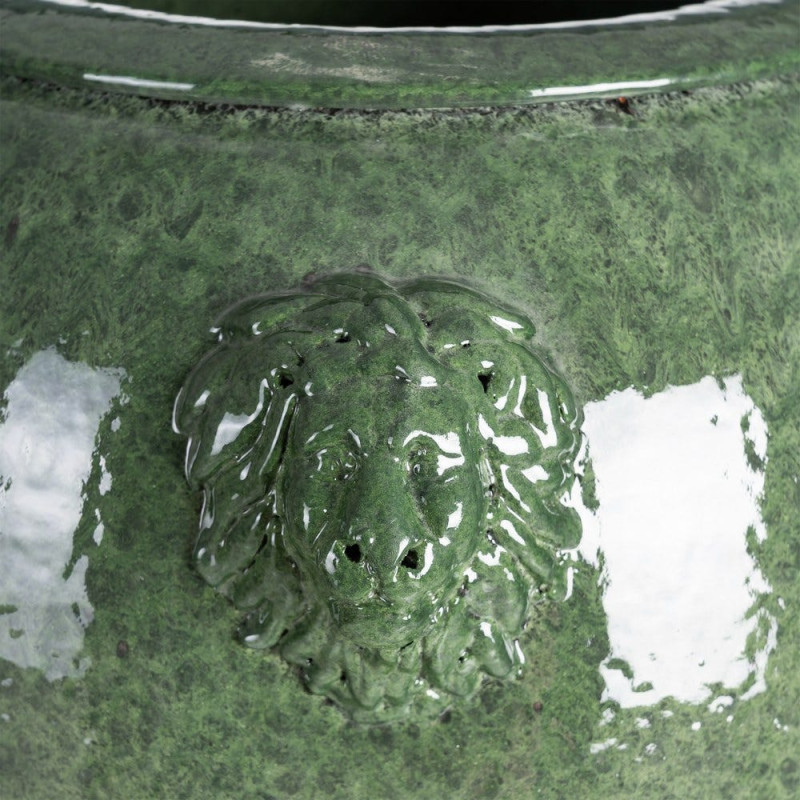 Grand Vase XXl moderne chic Lion Amphore H 80 cm Céramique Vert Léonno 