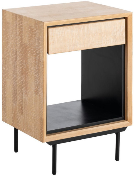 MESITA NATURAL-NEGRO MADERA-METAL 50 X 40 X 70,50 CM 