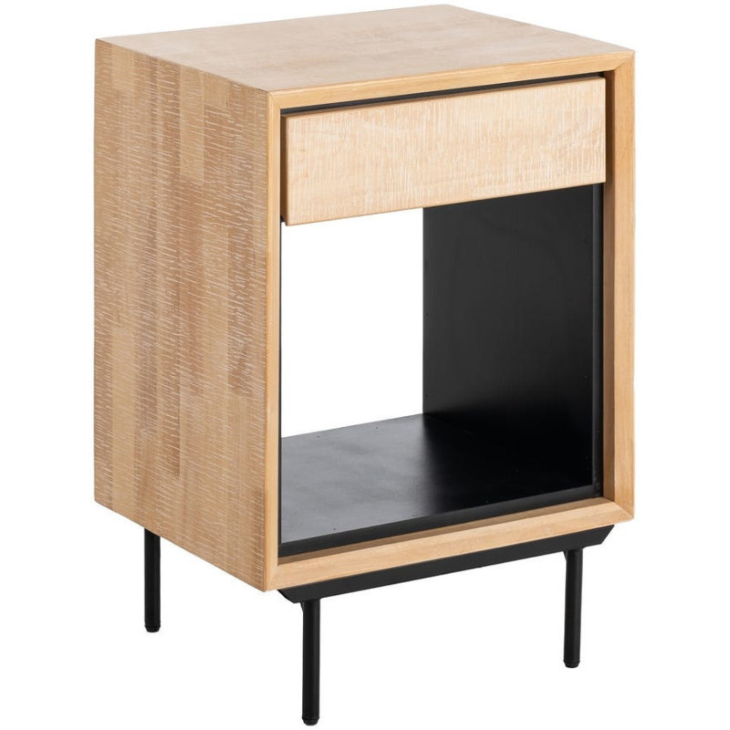 MESITA NATURAL-NEGRO MADERA-METAL 50 X 40 X 70,50 CM 