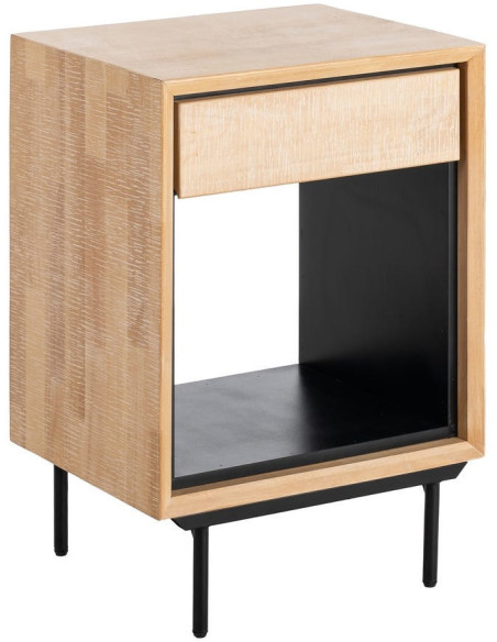 MESITA NATURAL-NEGRO MADERA-METAL 50 X 40 X 70,50 CM 