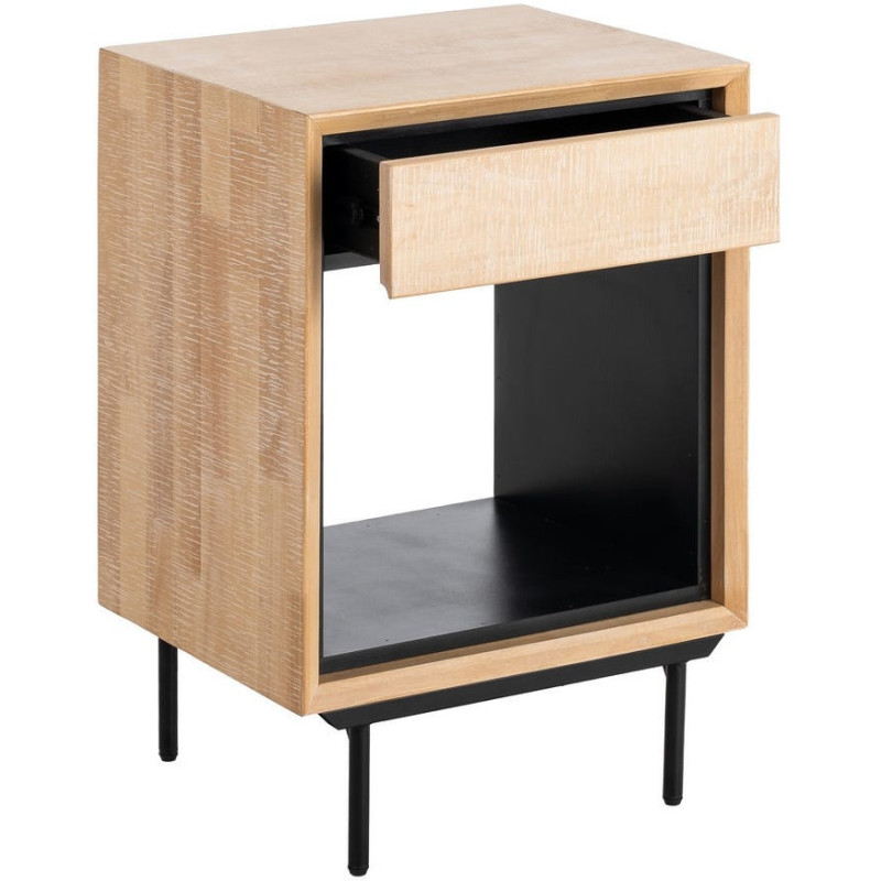MESITA NATURAL-NEGRO MADERA-METAL 50 X 40 X 70,50 CM 