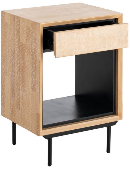 MESITA NATURAL-NEGRO MADERA-METAL 50 X 40 X 70,50 CM 